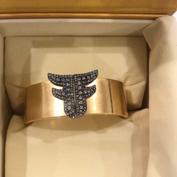 Fendi cuff/bracelet - gold with white/clear rhinestones - Picture 1 of 2